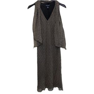 Ann Taylor 100% Slik v neck dress Black And White Sleeveless Size 4